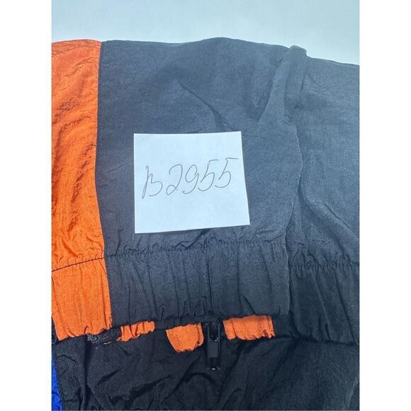 Forever 21 Pony Women's Windbreaker Pants Size L Black Orange Blue Y2K Notes - Picture 14 of 14